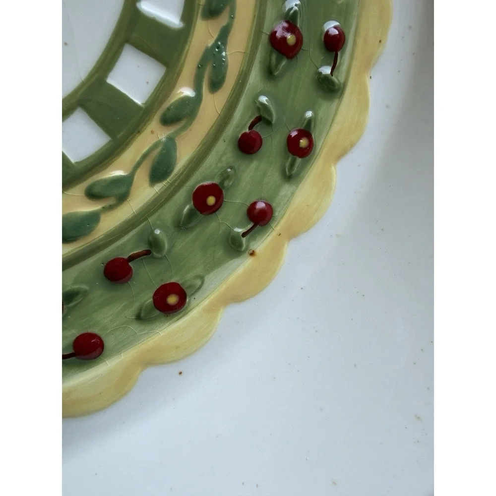 Mary Engelbreit Cherries Pie Deep Dish Plate Large Vintage 1998 Cottagecore‎